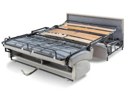Driezits Express Slaapbank Van Stof Vizir - Grijs - Slaapafmeting Met Brede Latten 140 Cm - Matras 18 Cm