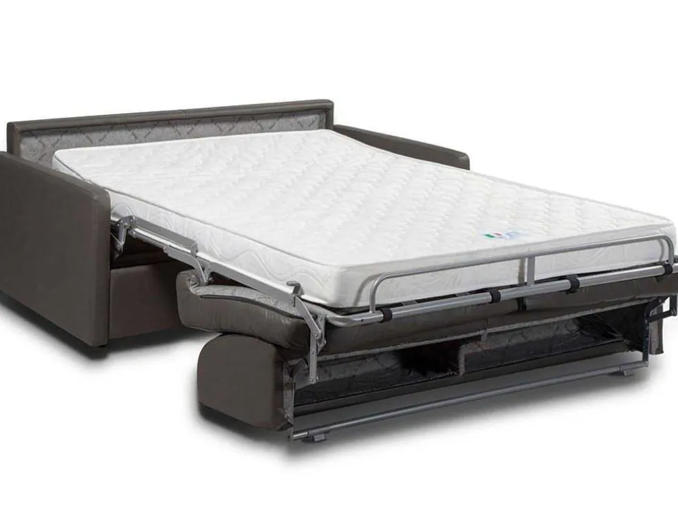Driezits Express-Bedbank Van Kunstleer Calife - Grijs - Slaapafmeting 140 Cm