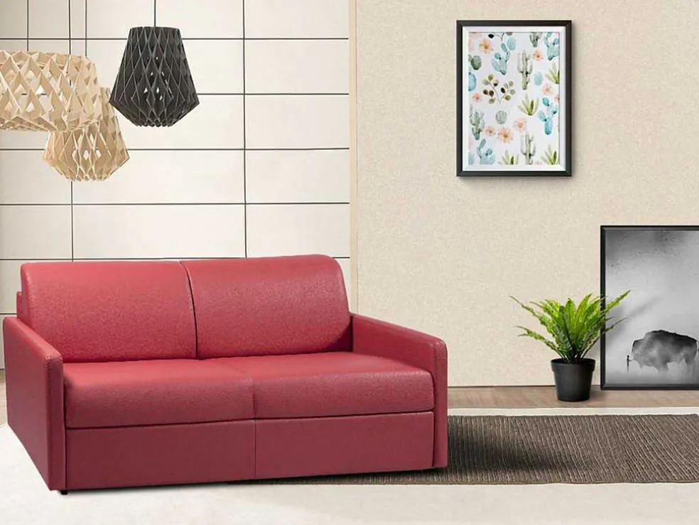 Driezits Express-Bedbank Van Kunstleer Calife - Grijs - Slaapafmeting 140 Cm