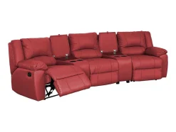 Driezits Relaxbank En Relaxfauteuil Van Leer Aroma - Rood