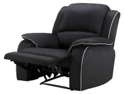 Driezits Relaxbank En Relaxfauteuil Van Microvezel Hernani - Zwart