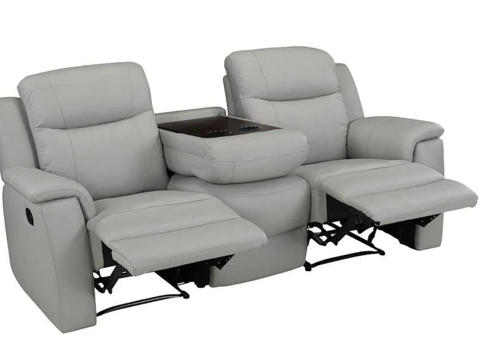 Driezits Relaxbank Evasion Van Leer - Licht Grijs