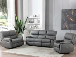Driezits Relaxbank In Grijs Kunstleer Canby