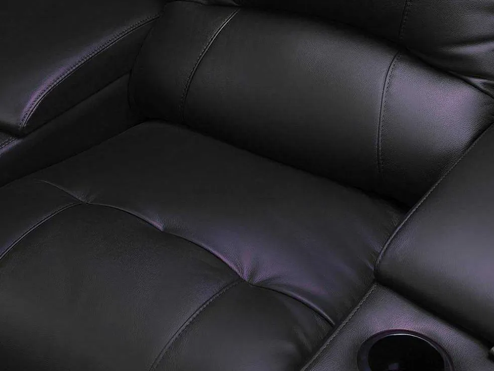 Driezits Relaxbank Van Leer Aroma - Zwart