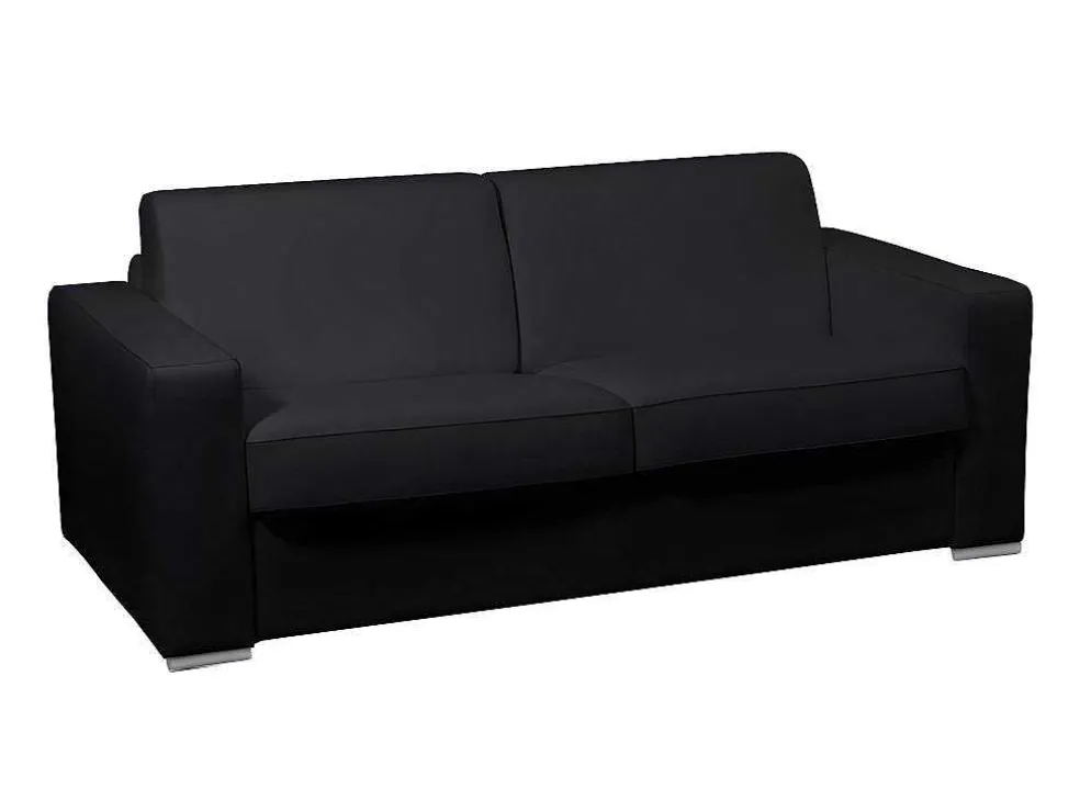 Driezits Slaapbank 100% Buffelleer Delectea Ii - Zwart
