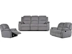Driezits, Tweezits Relaxbank En Relaxfauteuil Van Microvezel Hernani - Grijs