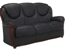 Driezitsbank 100% Buffelleer Adelaide - Zwart