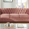 Driezitsbank Chesterfield - Fluweel - Pastel Roze