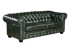 Driezitsbank Chesterfield Brenton 100% Buffelleer - Empire Groen