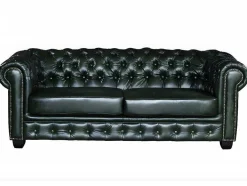 Driezitsbank Chesterfield Brenton 100% Buffelleer - Empire Groen