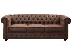 Driezitsbank Chesterfield Van Microvezel Met Vintage Look