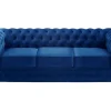Driezitsbank Chesterfield - Fluweel - Koningsblauw