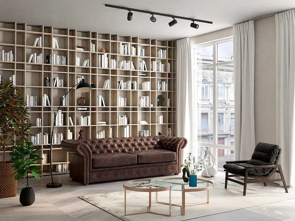 Driezitsbank Chesterfield Clotaire Van 100% Leer Met Lived-In Aspect