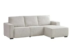 Driezitsbank En Elektrische Relaxfauteuil In Beige Ribfluweel Amelio