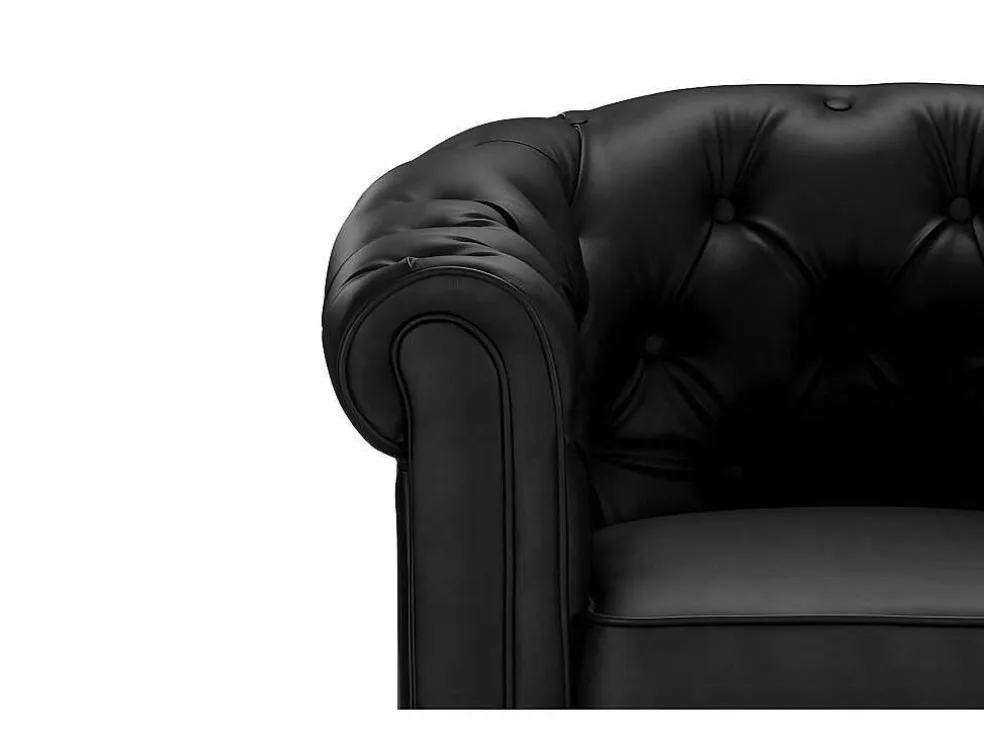 Driezitsbank En Fauteuil Chesterfield Van Kunstleer - Wit