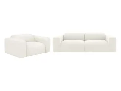 Driezitsbank En Fauteuil Van Witte Bouclestof Pogni Van Maison Cephy