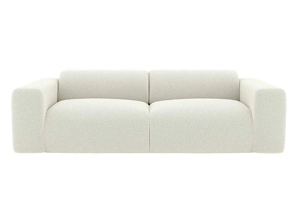 Driezitsbank En Fauteuil Van Witte Bouclestof Pogni Van Maison Cephy