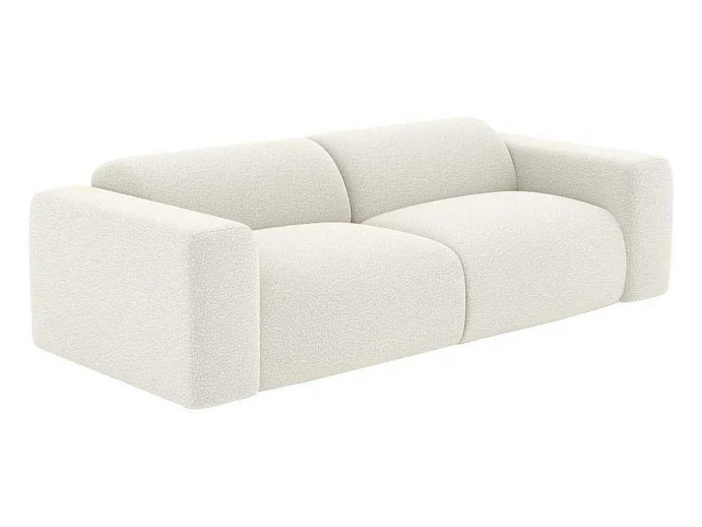 Driezitsbank En Fauteuil Van Witte Bouclestof Pogni Van Maison Cephy