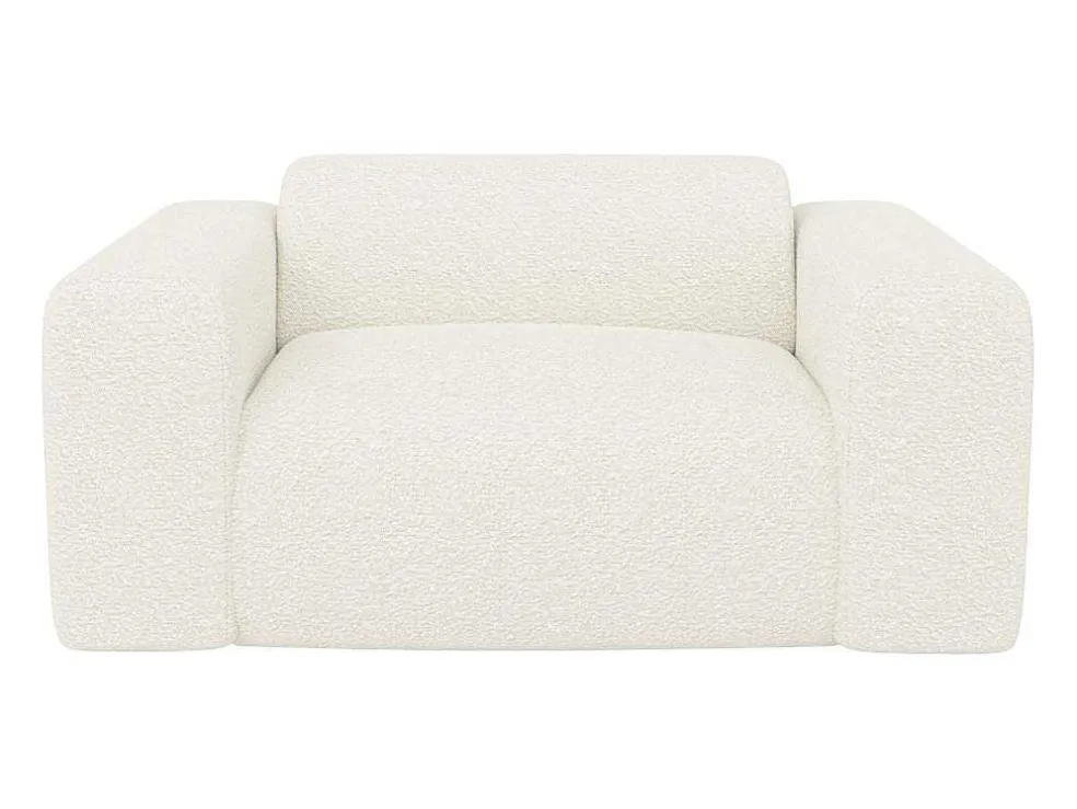 Driezitsbank En Fauteuil Van Witte Bouclestof Pogni Van Maison Cephy