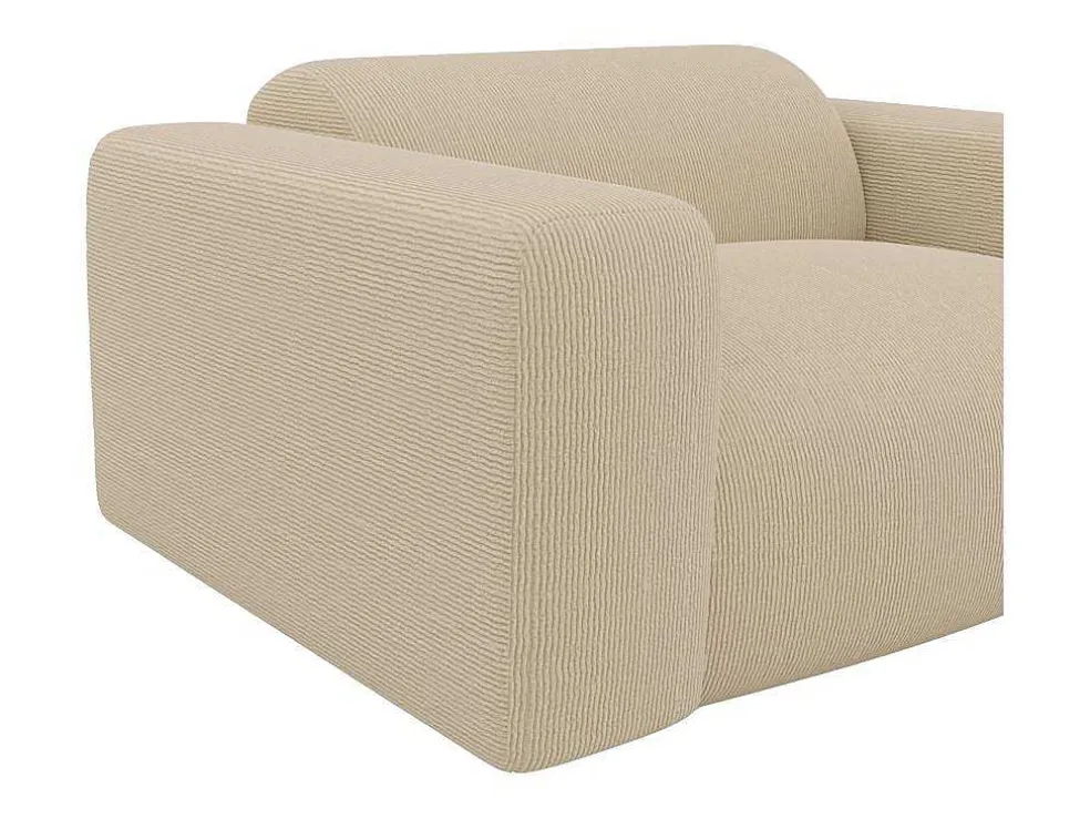 Driezitsbank En Fauteuil Van Beige Stof Met Textuur Pogni Van Maison Cephy