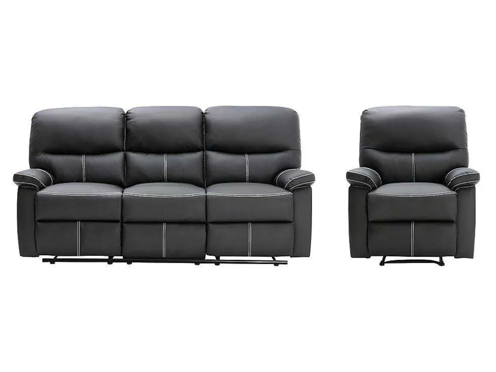 Driezitsbank En Relaxfauteuil Canby - Kunstleer - Zwart