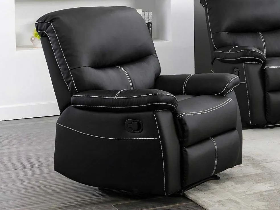 Driezitsbank En Relaxfauteuil Canby - Kunstleer - Zwart