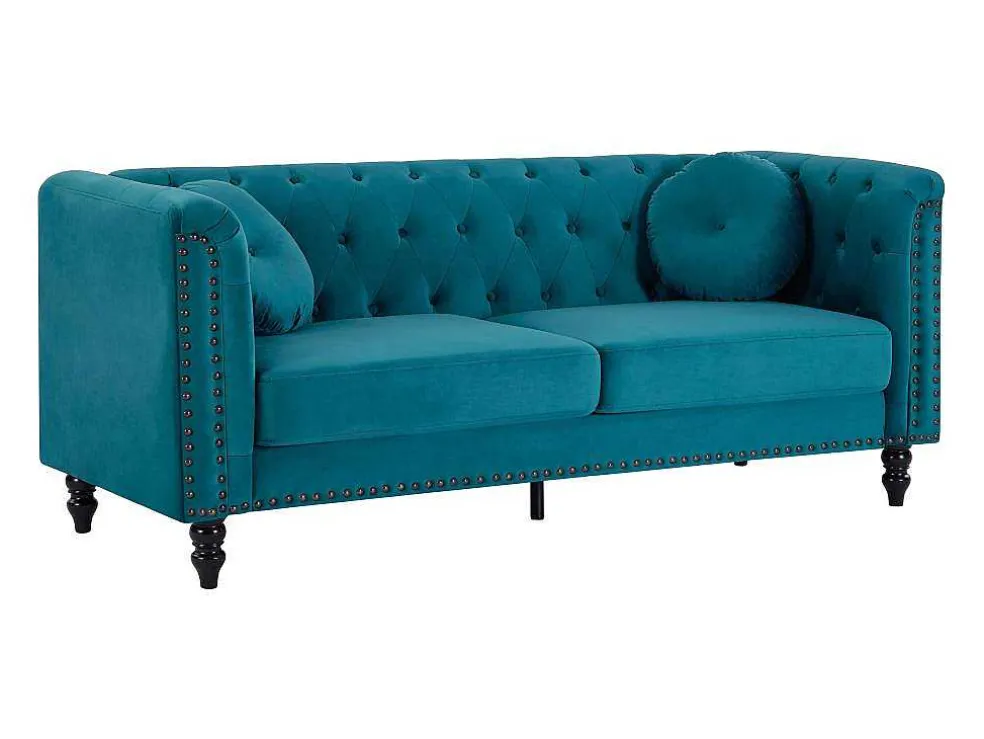 Driezitsbank Van Blauwgroen Velours Turner