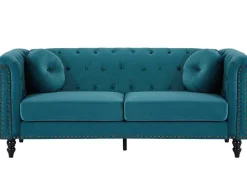Driezitsbank Van Blauwgroen Velours Turner