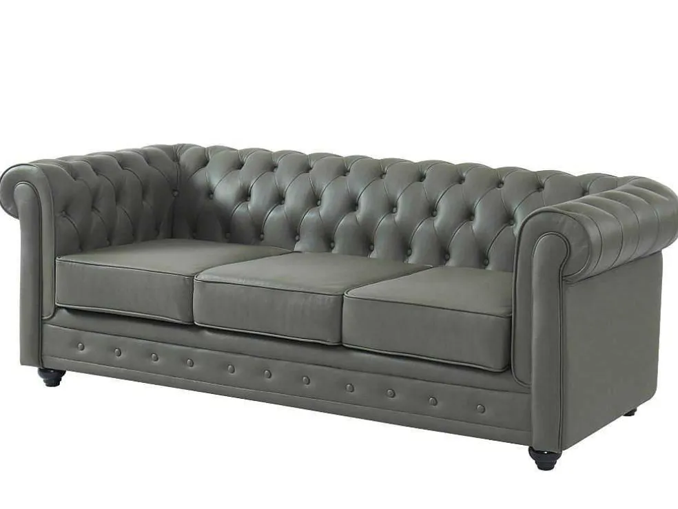 Driezitsbank Van Buffelleer Chesterfield - Grijs