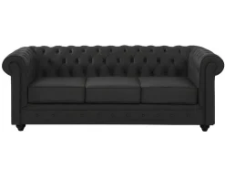 Driezitsbank Van Buffelleer Chesterfield - Zwart