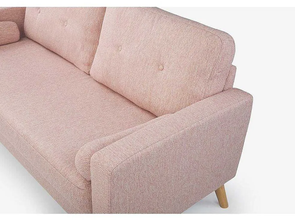 Driezitsbank Van Stof Met Woleffect Tatum - Roze