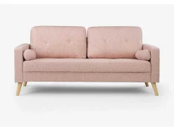 Driezitsbank Van Stof Met Woleffect Tatum - Roze