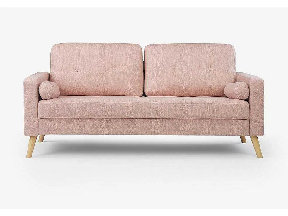 Driezitsbank Van Stof Met Woleffect Tatum - Roze