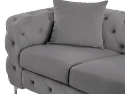 Driezits-Chesterfield-Bank Van Antracietgrijs Velours Edwina