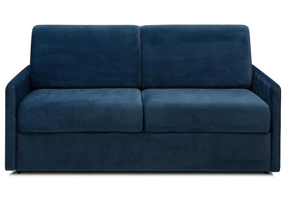 Driezits-Expressbedbank Van Fluweel Calife - Nachtblauw - Slaapruimte 140 Cm - Matras 14 Cm