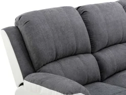 Driezits-Relaxbank Van Microvezel En Grijs En Wit Kunstleer Brody