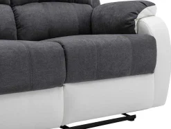 Driezits-Relaxbank Van Microvezel En Grijs En Wit Kunstleer Brody