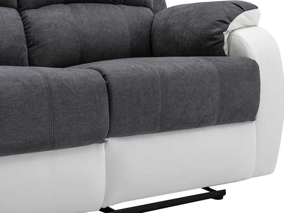 Driezits-Relaxbank Van Microvezel En Grijs En Wit Kunstleer Brody