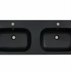 Dubbele Inbouwwastafel In Hars Met Steenlook - Zwart - L120 X B46 Cm - Atiwa