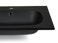 Dubbele Inbouwwastafel In Hars Met Steenlook - Zwart - L120 X B46 Cm - Atiwa