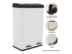 Dubbele Pedaalemmer 60 L - Wit