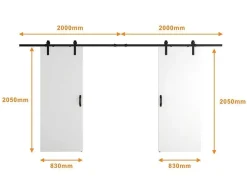 Dubbele Schuifdeur - 2 X H205 X L83 Cm - Mdf + Wit Pvc - Varin