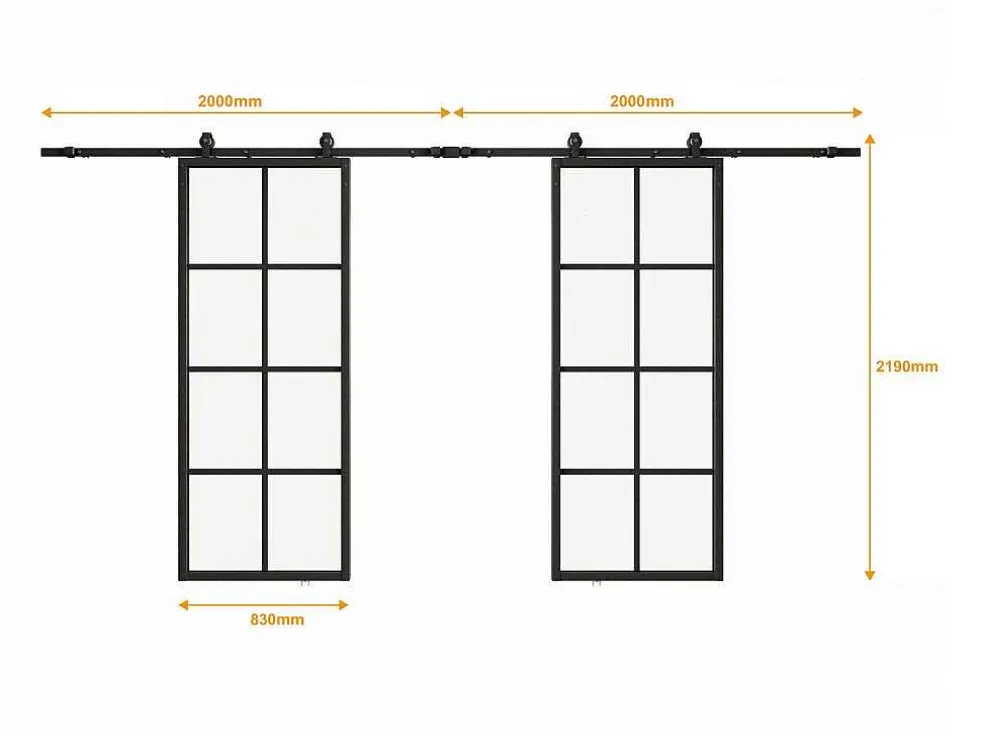 Dubbele Schuifdeur H205 X B83 Cm - Aluminium En Mat Gehard Glas - Wilden
