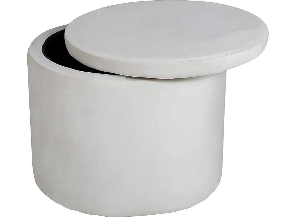 Dunken Poef, Hocker Met Opbergruimte O51Cm Velours Beige.