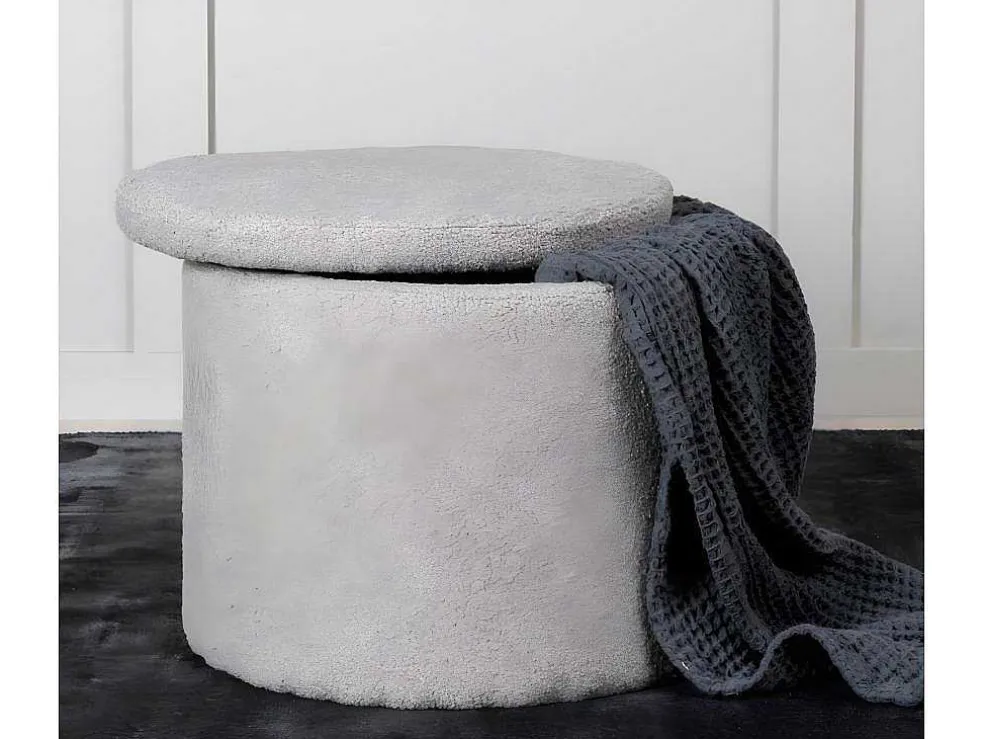 Dunken Poef, Hocker Met Opbergruimte O51Cm Teddystof Bruin.