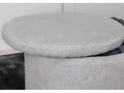 Dunken Poef, Hocker Met Opbergruimte O51Cm Teddystof Bruin.