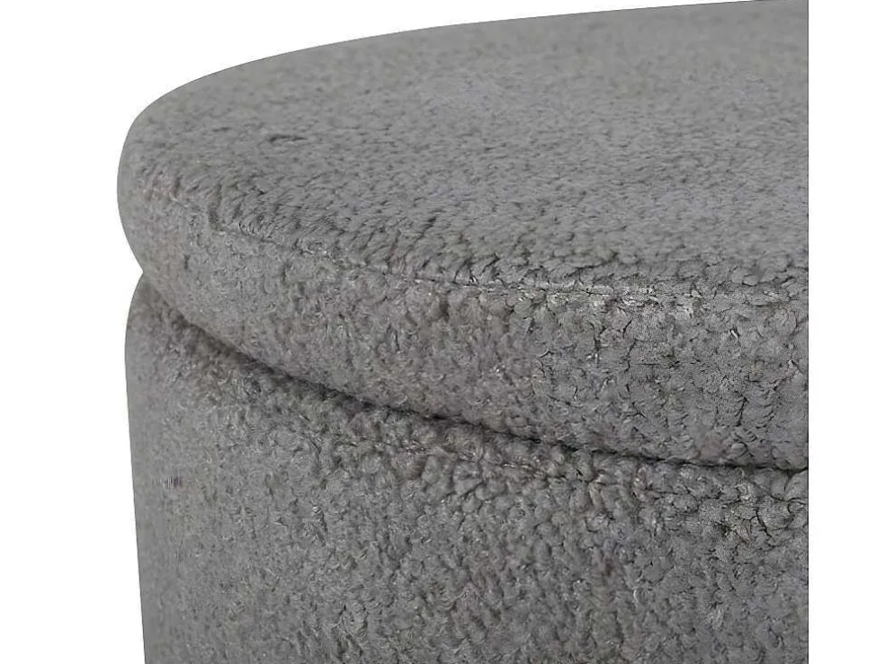 Dunken Poef, Hocker Met Opbergruimte O51Cm Teddystof Bruin.