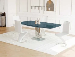 Eettafel Talicia Uitschuifbaar Van Gehard Glas En Metaal - 6 Tot 8 Personen - Grijs