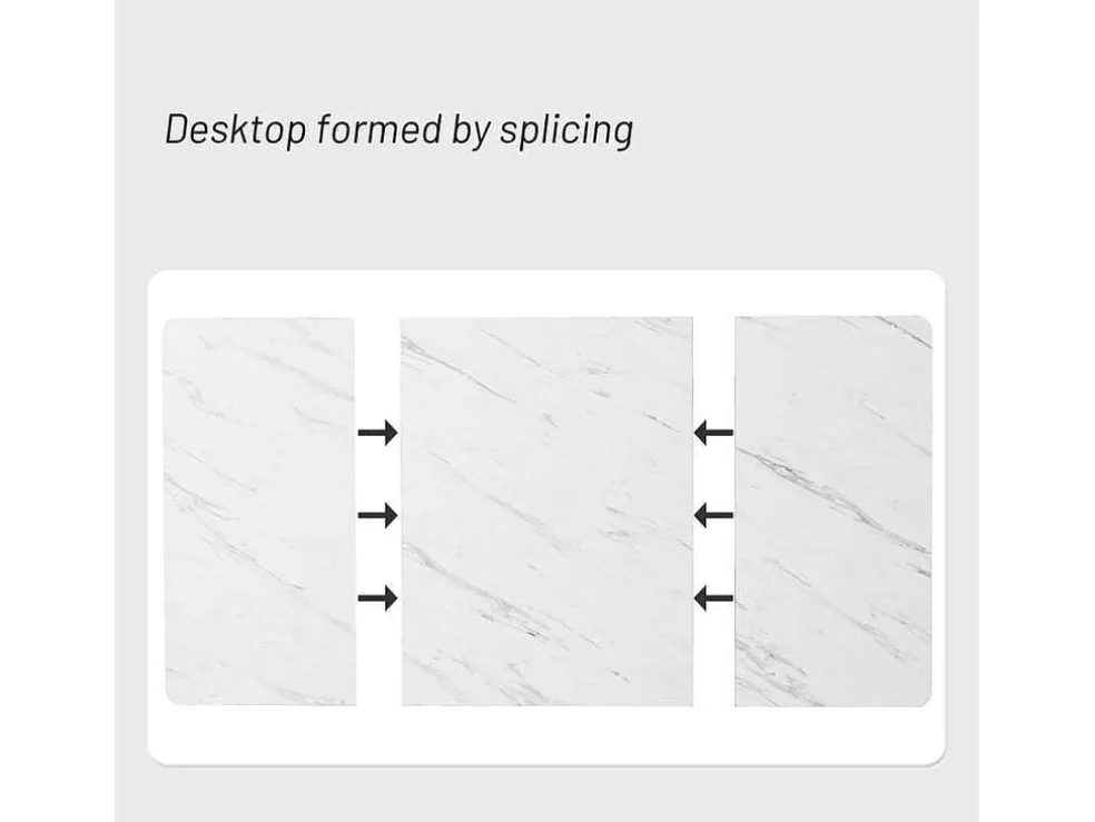 Eettafel 140X80 Cm - Metalen Structuur - Marmerpatroon Fineer - Wit & Zwart
