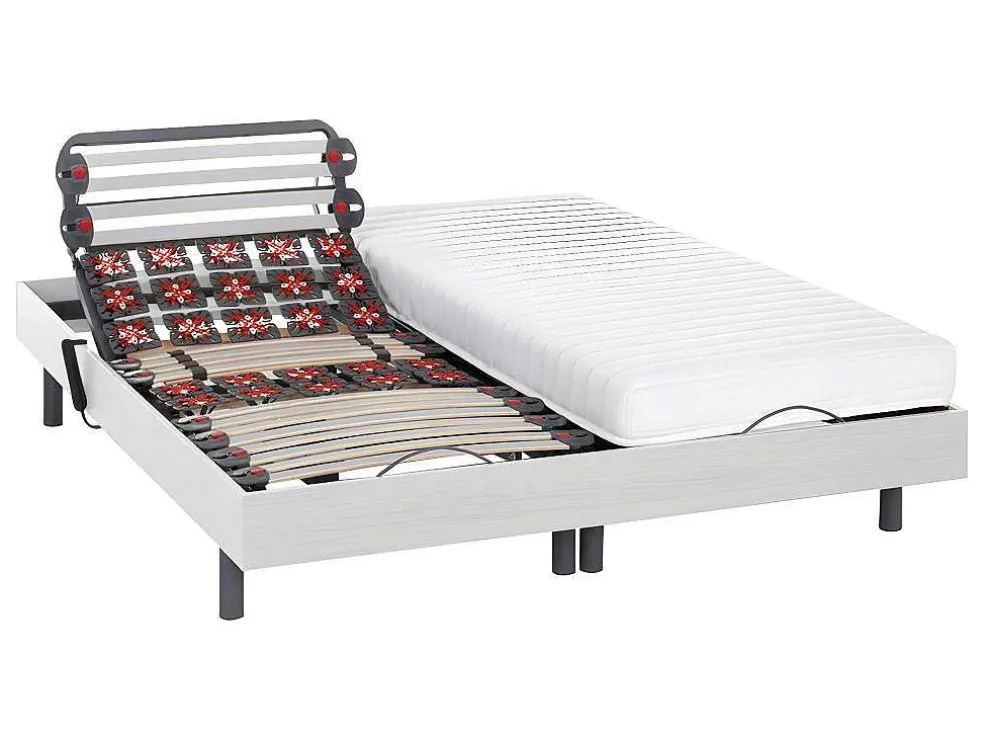 Elektrisch Bed Bedbodem En Matras Lattenbodem En Contactplaatjes - Pandora Ii Van Dreamea - Motor Okin - Wit - 2X80X200 Cm